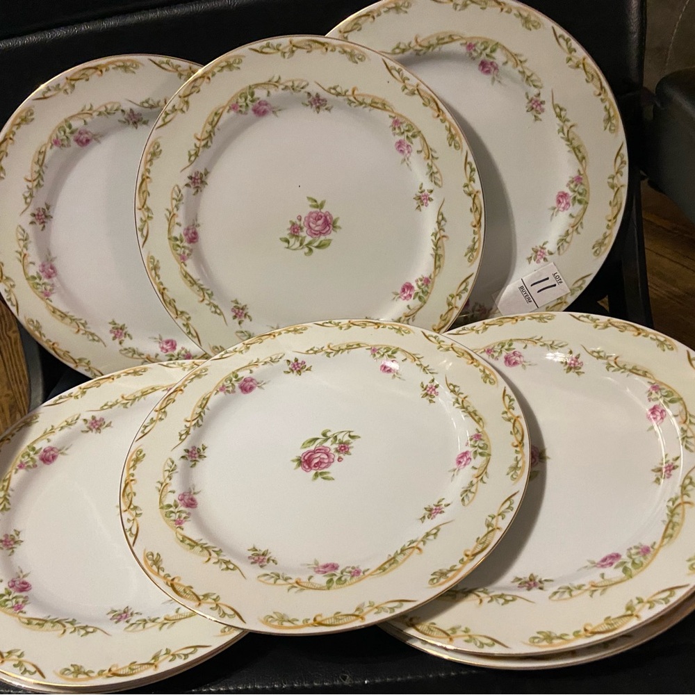 Orion Fine China Vintage Dinner Plates Set Of 7 Floral Made In Japan